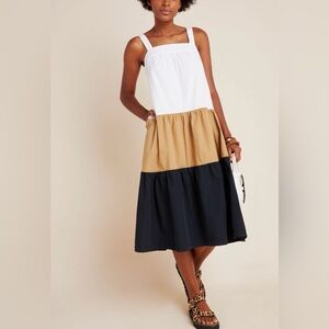 Anthropologie Maeve Ashleigh Colorblock midi dress pockets lined